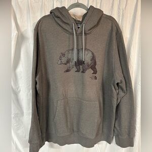 The North Face Men's Charcoal Hoodie with Bear Design